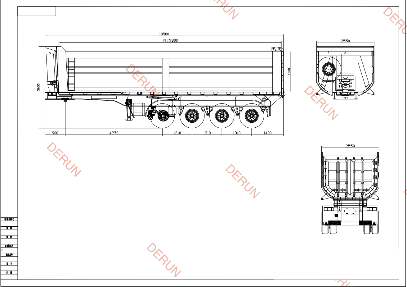 Малюнок 4 -х трейлера на задній смітник 4 Axle U